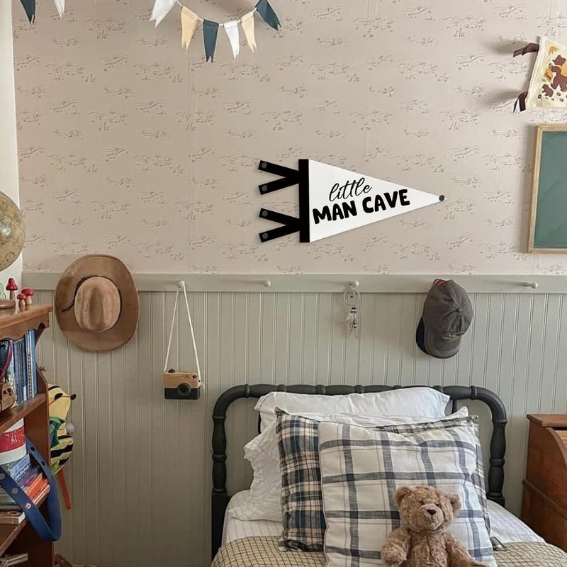 JXREQ Kids Boys Room Nursery Playroom Decor, Little Man Cave Pennants Banners Wall Art Decor for Toddler Boys Room Bedroom, 8x17 Inch - Image 5